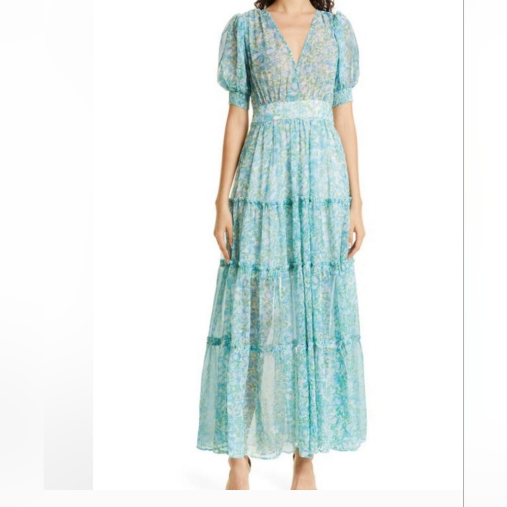 By TiMo Blue Floral Maxi Chiffon Dress